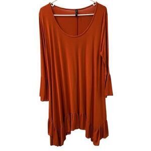 A7 VISON Women’s tunic pumpkin spice orange bell sleeve asymmetrical hem size L